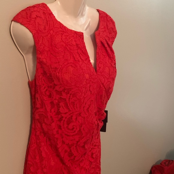 Designer Adrianna Papell Red Lace Dress Women’s 8 NEW NWT special occasion - Picture 6 of 12